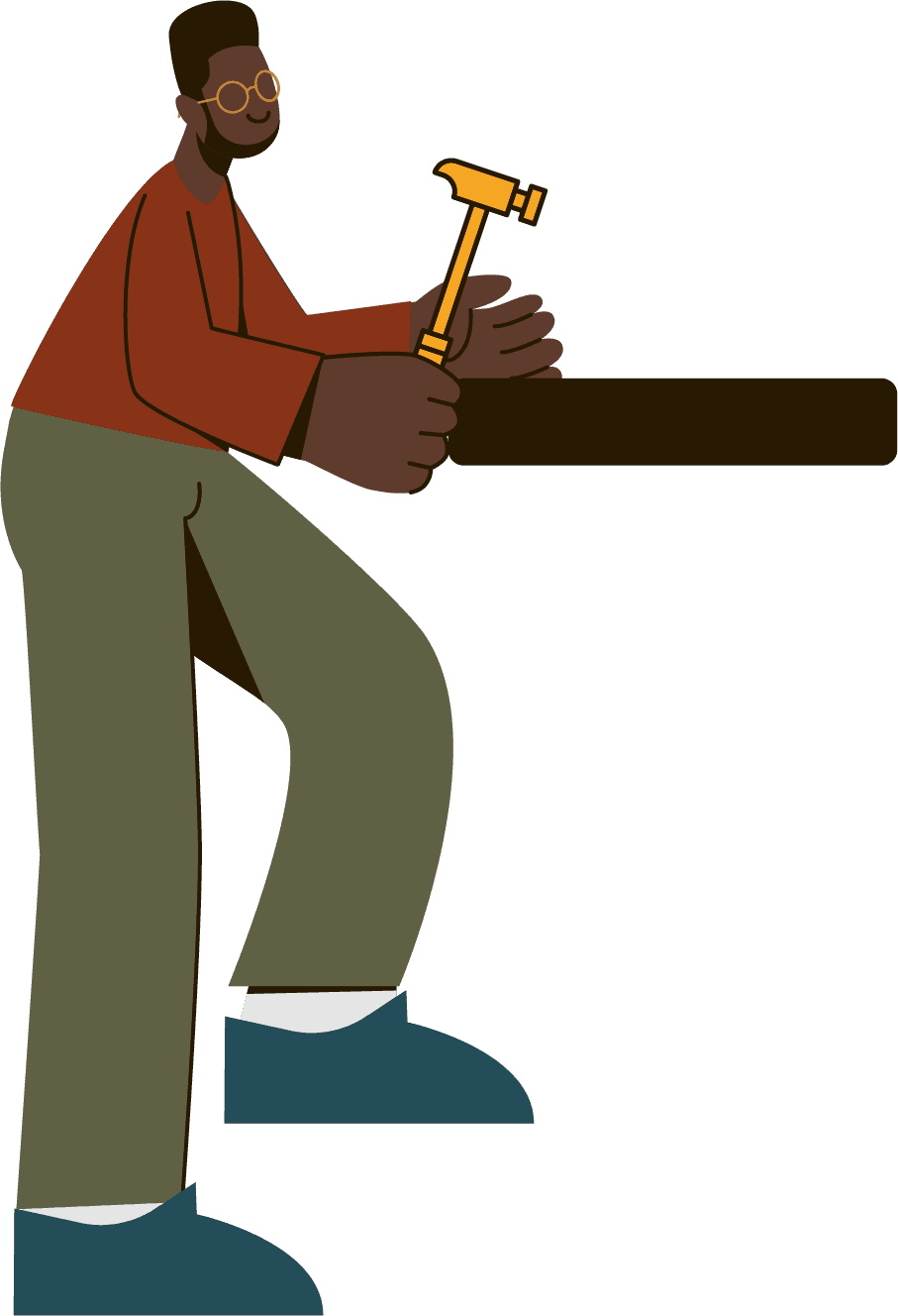 A carpenter carrying tools for a client job