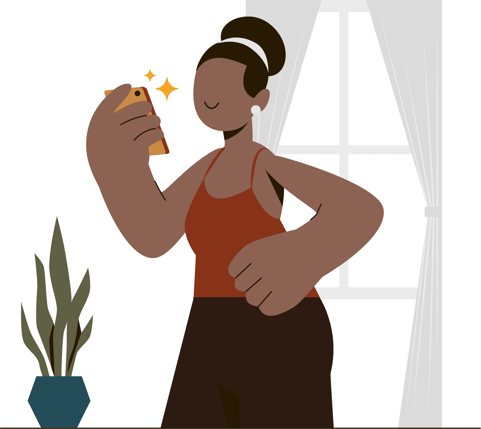 A Kyoos client using her phone to book a skilled professional