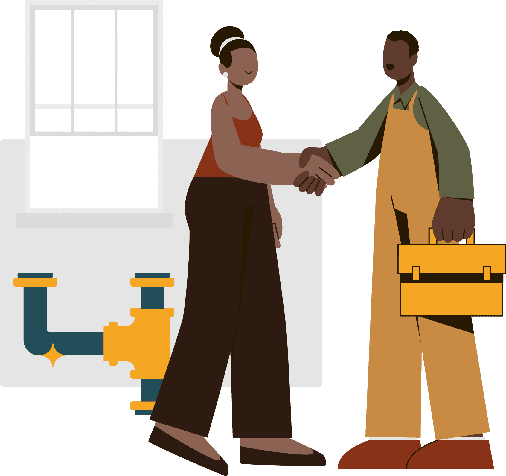 A client greeting a skilled professional after a completed booking